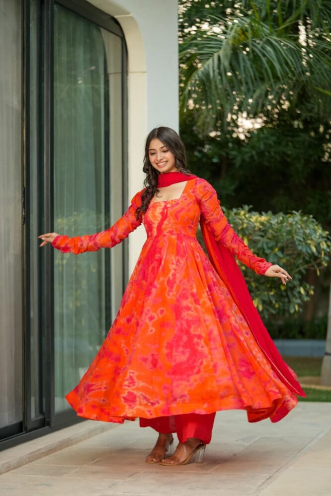 Vibrant rich organza suit set