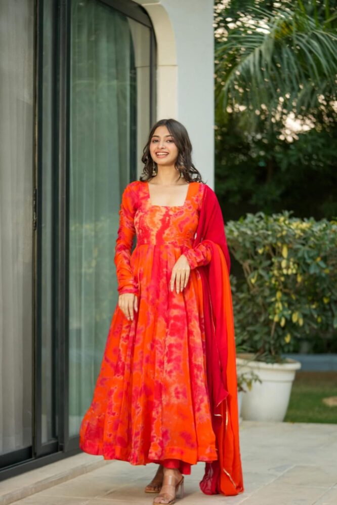 Vibrant rich organza suit set