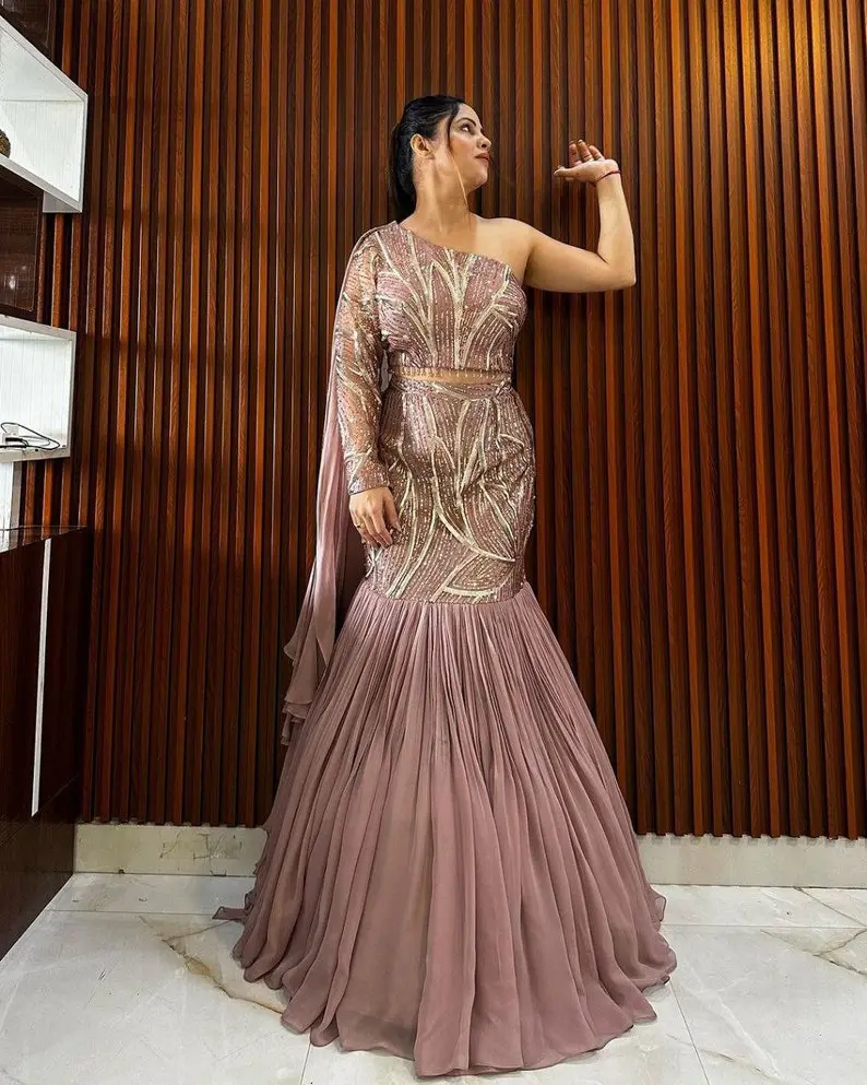 Party Perfect Embroidered Fusion Lehenga   Saree