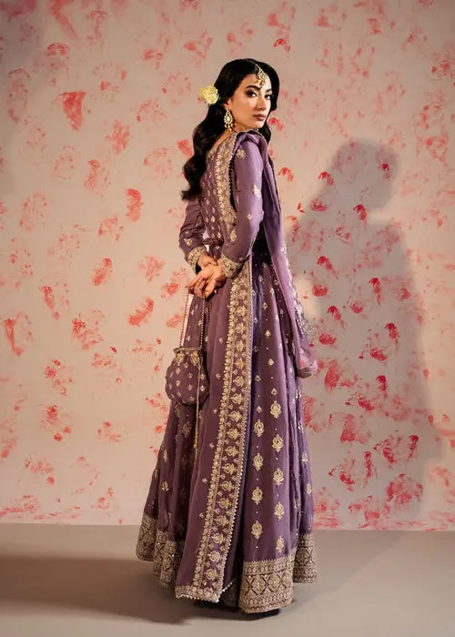Lavender Silk Embroidered Anarkali Gown