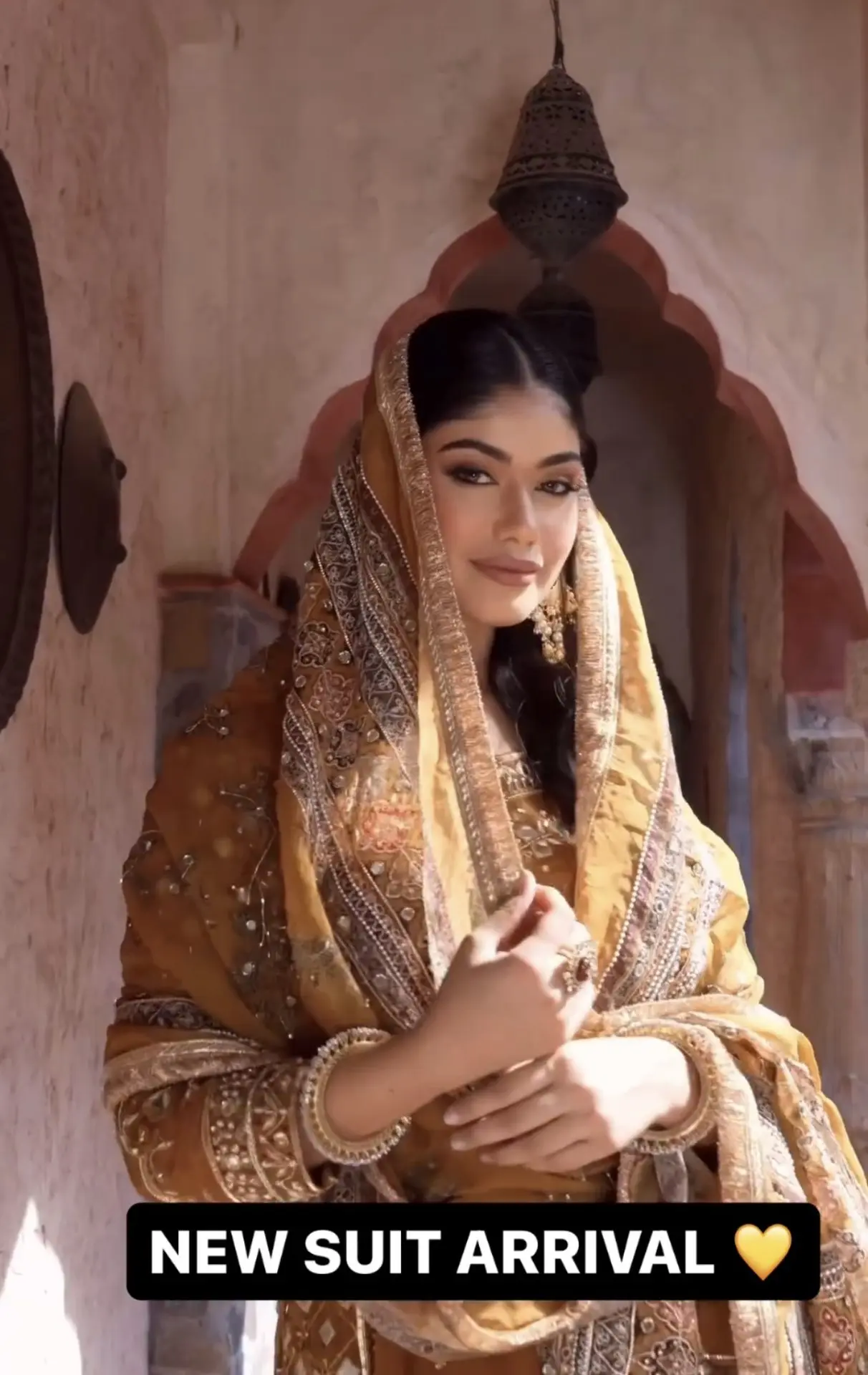 Golden Mocha Embroidered Palazzo Suit
