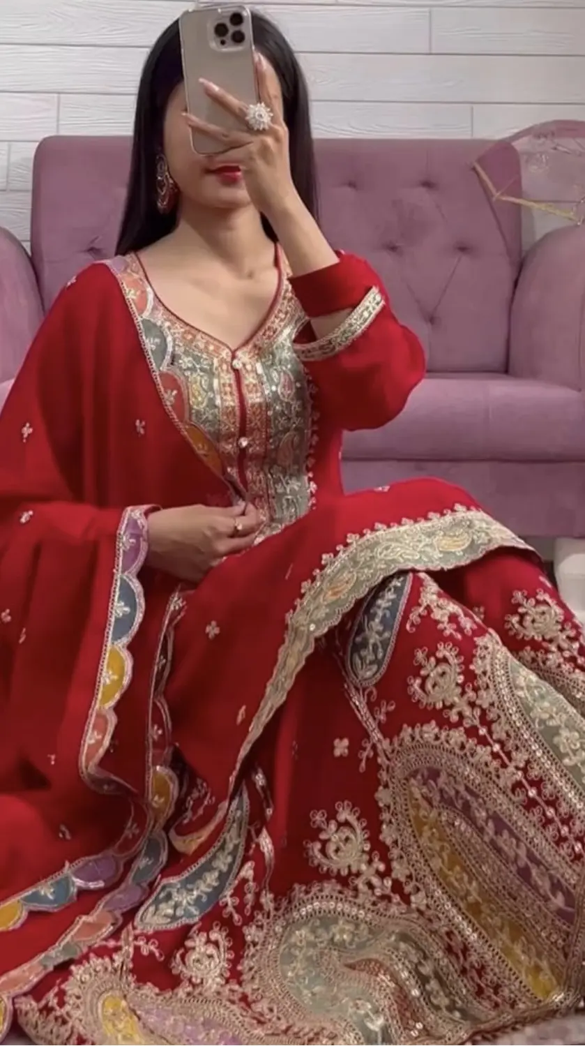 Sophisticated Designer Party Wear Fancy Top, Sharara & Dupatta Collection