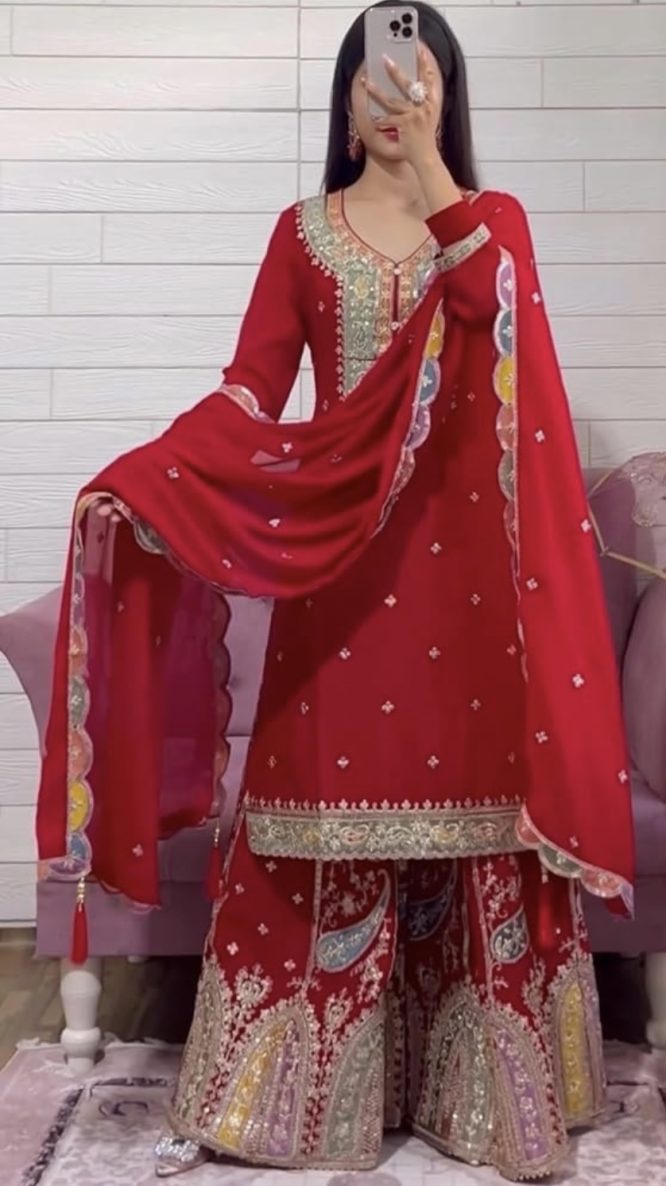 Sophisticated Designer Party Wear Fancy Top, Sharara & Dupatta Collection