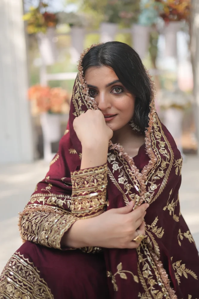 Majestic Maroon Shimmer Gown