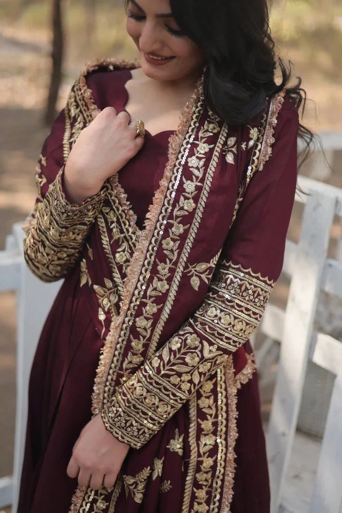 Majestic Maroon Shimmer Gown