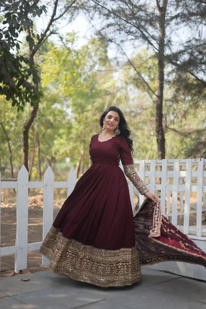 Majestic Maroon Shimmer Gown