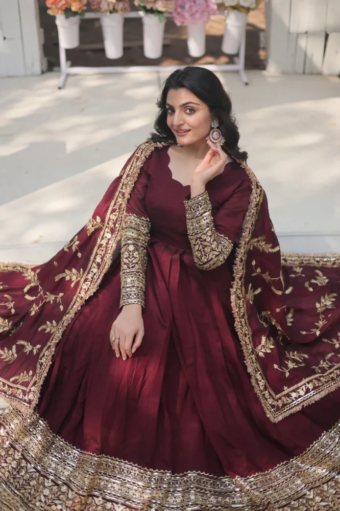 Majestic Maroon Shimmer Gown