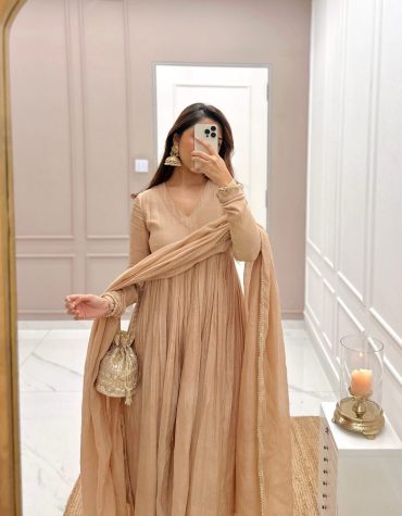 Beige Premium Anarkali Suit Set