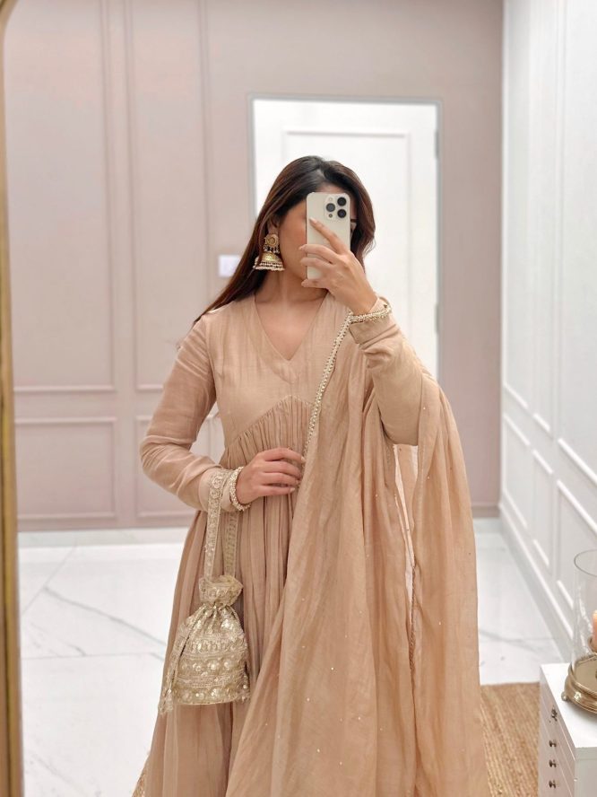 Beige Premium Anarkali Suit Set