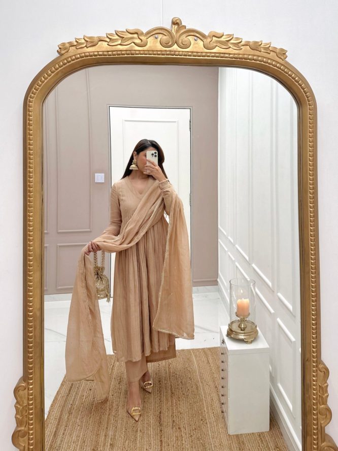 Beige Premium Anarkali Suit Set