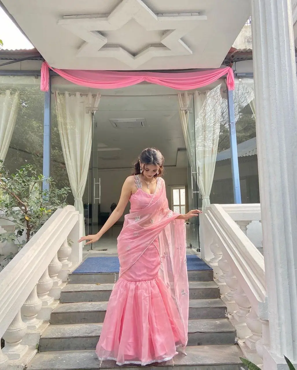 Petals in Morning Mist Lehenga Saree