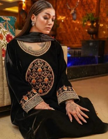 Royal In Black Velvet Suit Set