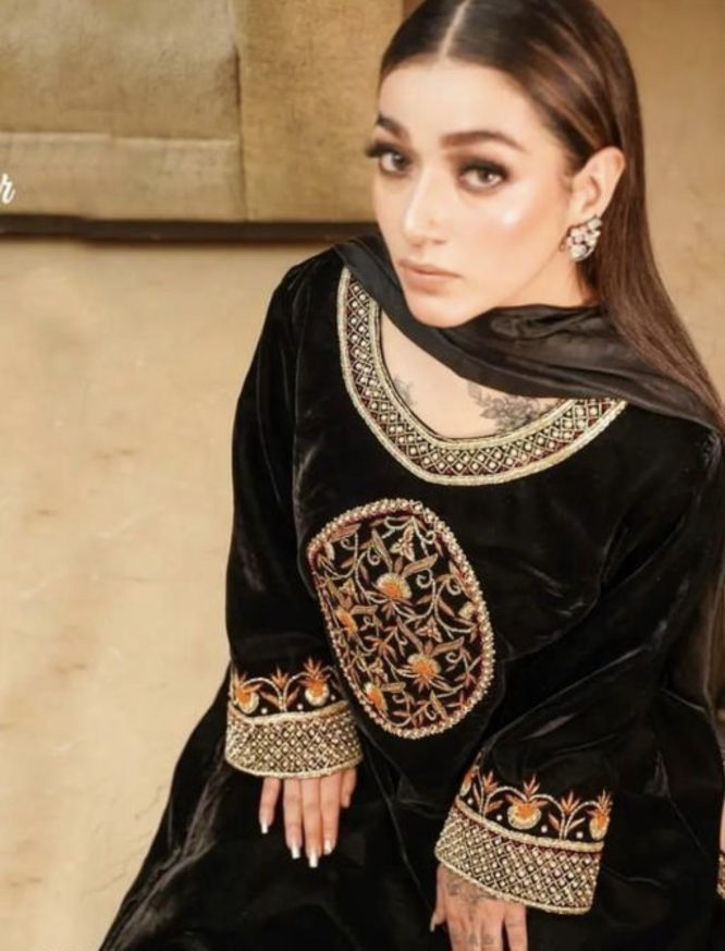 Royal In Black Velvet Suit Set