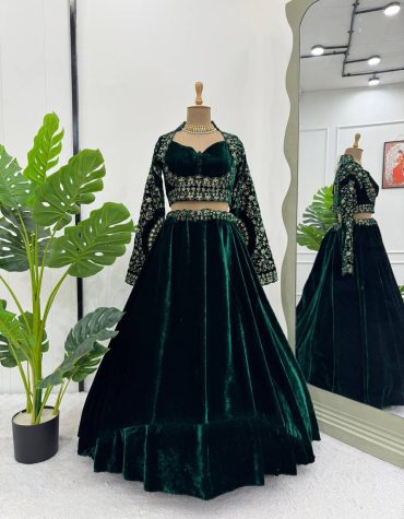 Emerald Premium Viscous Velvet Lehenga Set