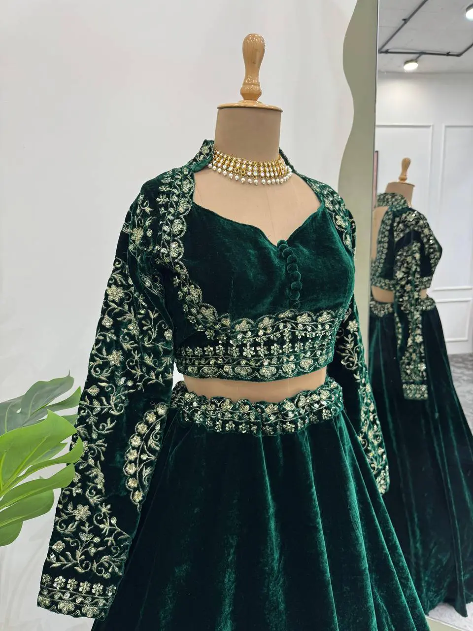 Emerald Premium Viscous Velvet Lehenga Set