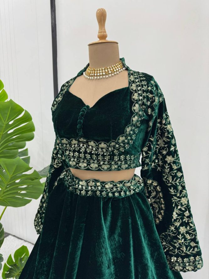 Emerald Premium Viscous Velvet Lehenga Set