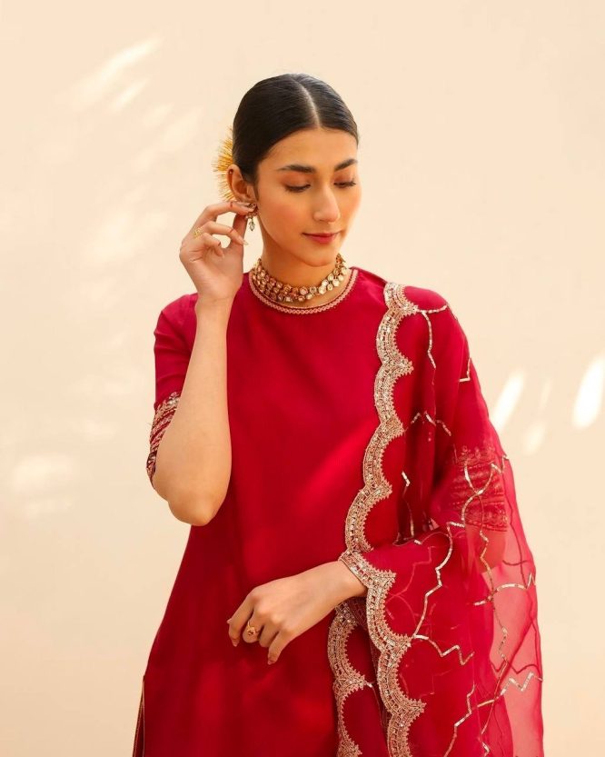 Elegant Mirror Work Kurta, Palazzo, and Dupatta Set