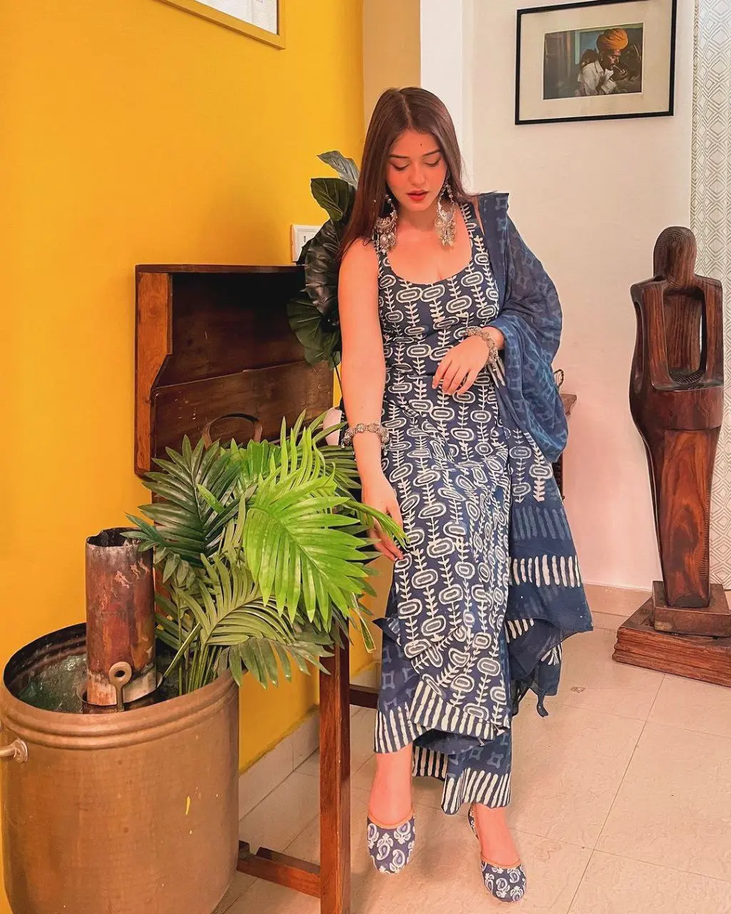 Tranquil Threads Blue Kurti Trouser Set