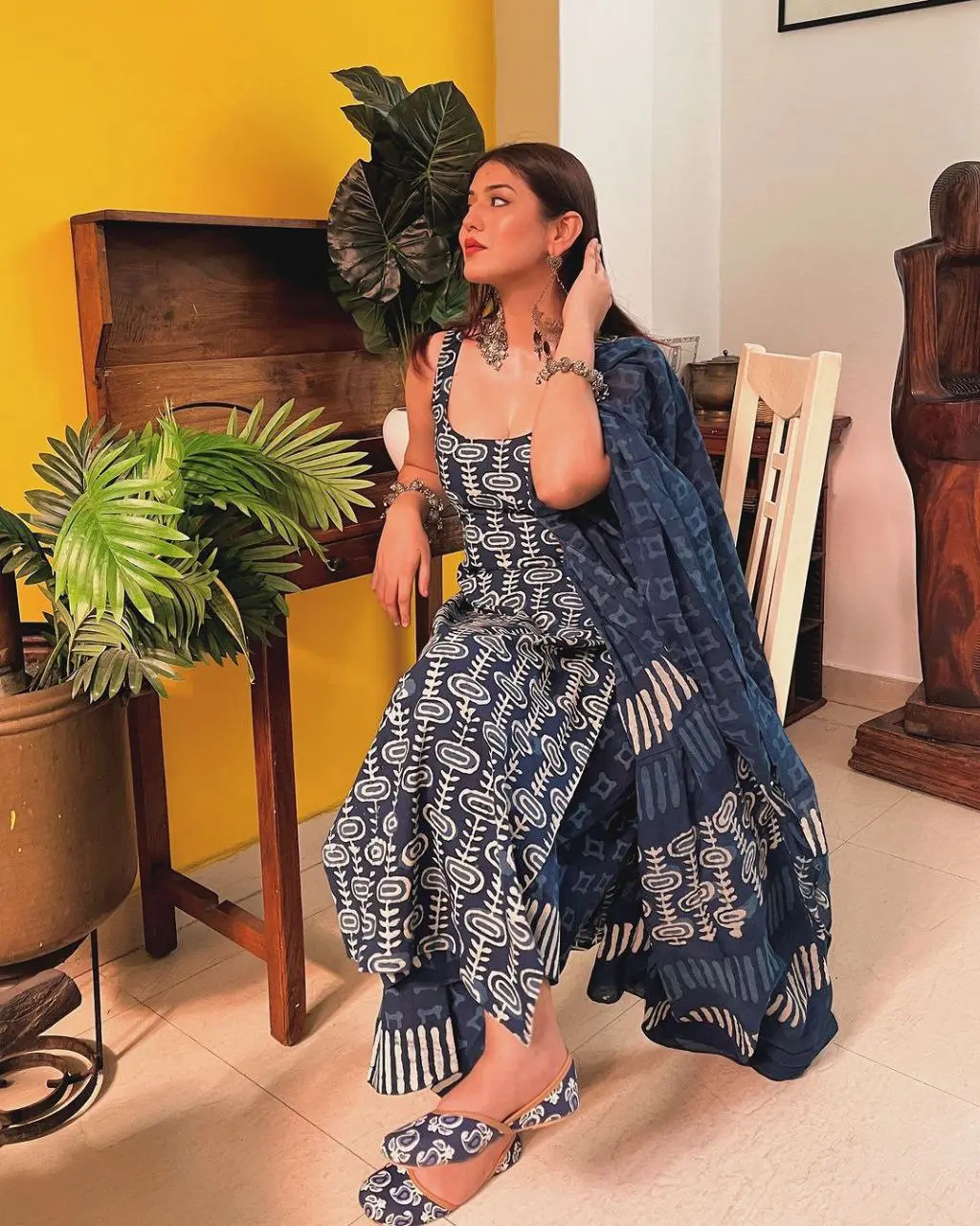 Tranquil Threads Blue Kurti Trouser Set