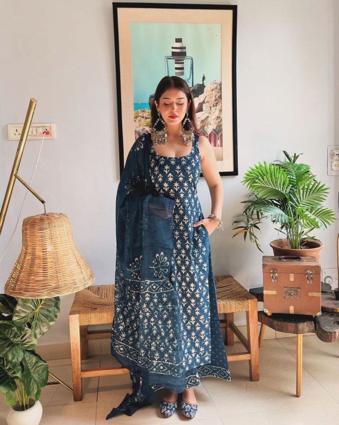 Tranquil Threads Blue Kurti Trouser Set