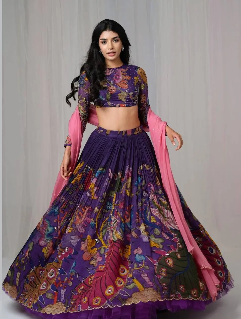 Premium Intricate Kalamkari Designer Lehenga Choli Set
