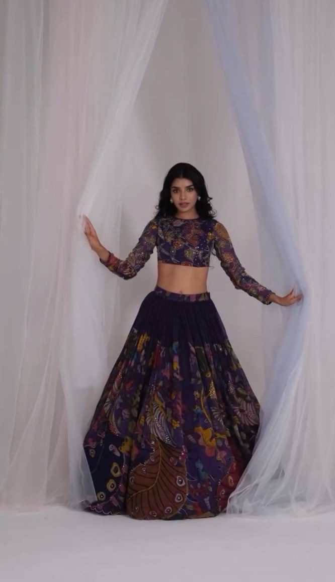 Premium Intricate Kalamkari Designer Lehenga Choli Set