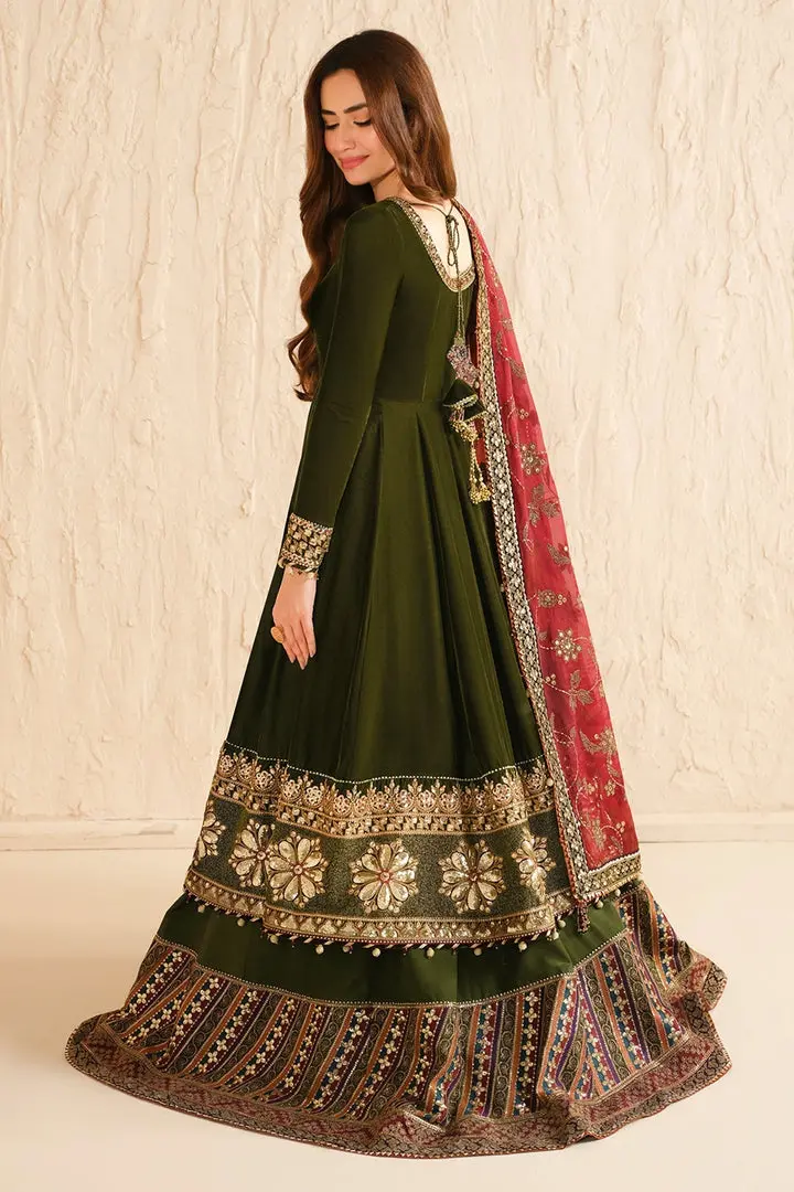 Juliet’s Olive Green Anarkali Kurti Lehenga Set With Embroidered Dupatta