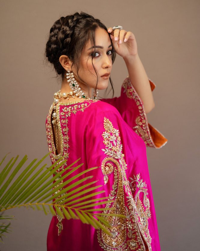 Royal Fuchsia Kurta Palazzo With Dupatta Set