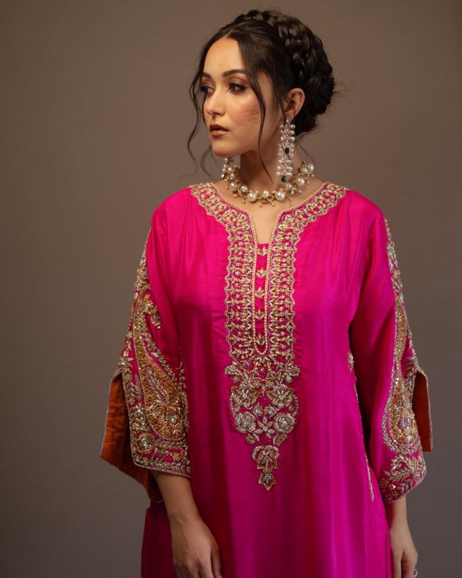 Royal Fuchsia Kurta Palazzo With Dupatta Set