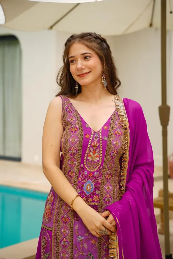 Majestic Plum Punjabi suit