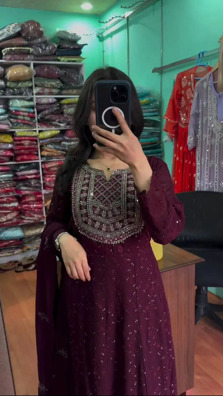 Graceful Unique Mirror-Work Dress