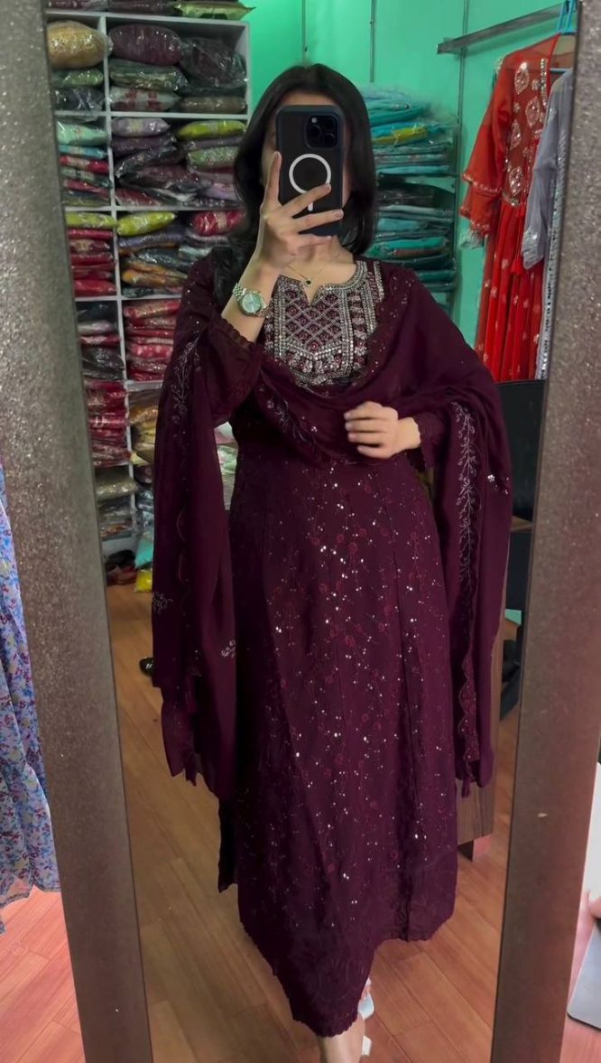 Graceful Unique Mirror-Work Dress
