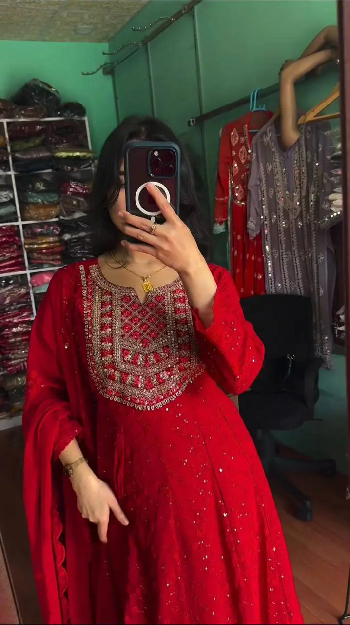Graceful Unique Mirror-Work Dress