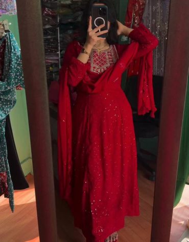 Graceful Unique Mirror-Work Dress