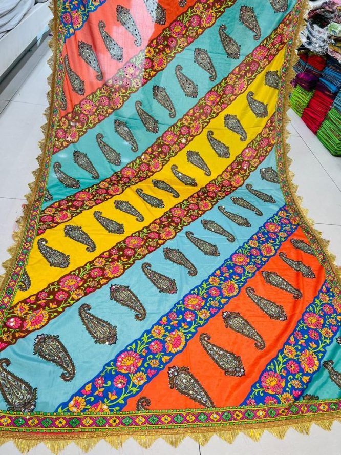 Dazzling Mirror Embroidered Dupatta