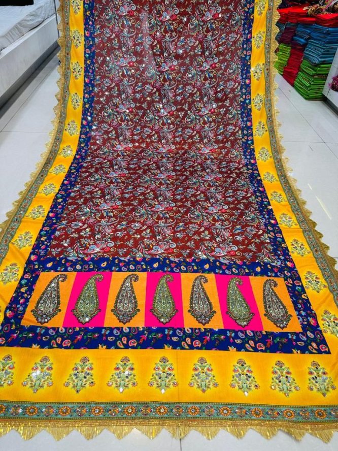 Dazzling Mirror Embroidered Dupatta