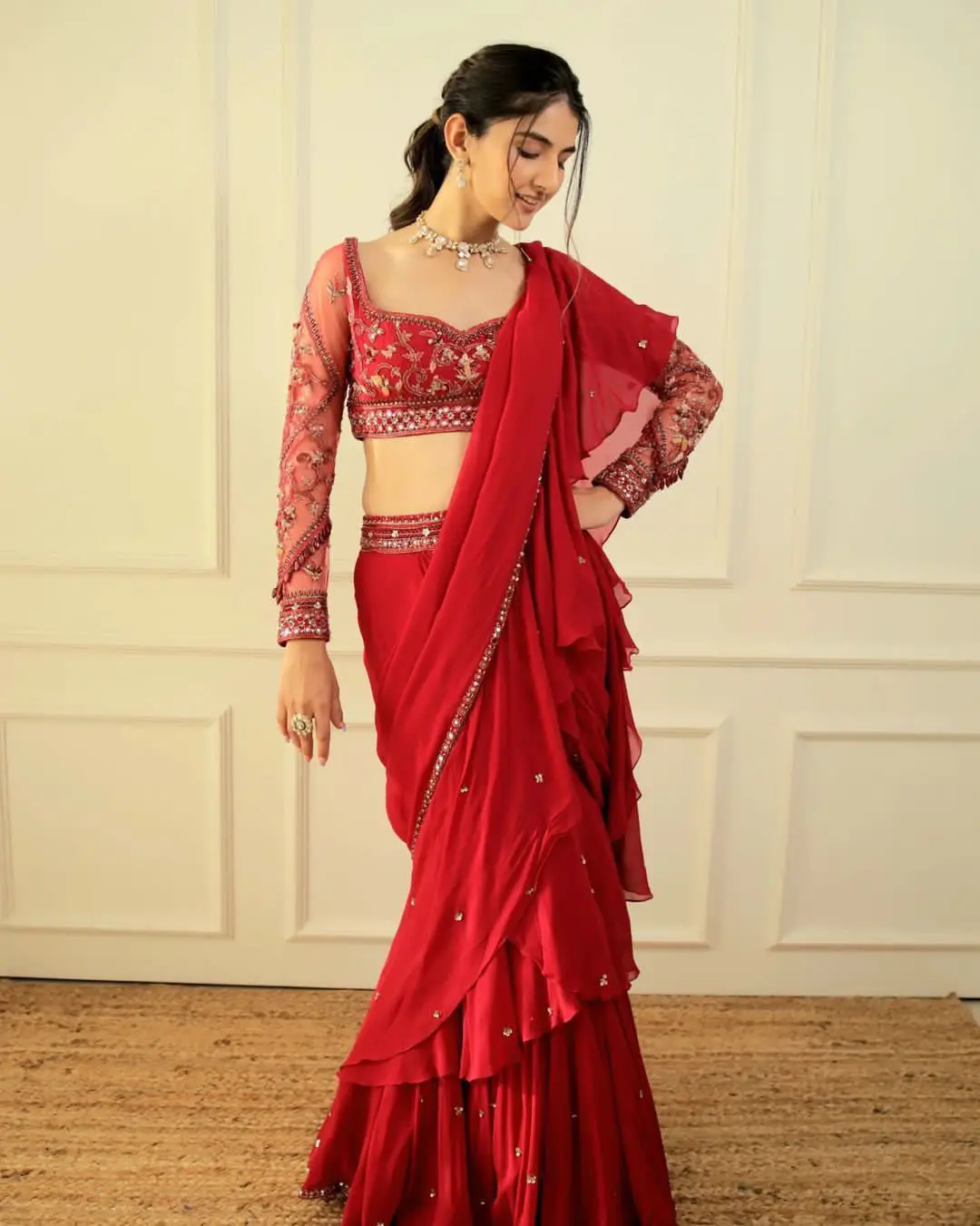 Lehenga Saree with Full Flair and Round Ruffle