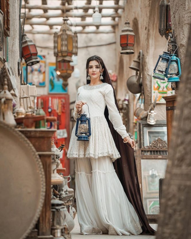 Pearl White Elegance Sharara Set