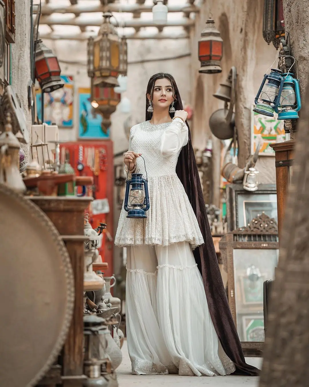 Pearl White Elegance Sharara Set