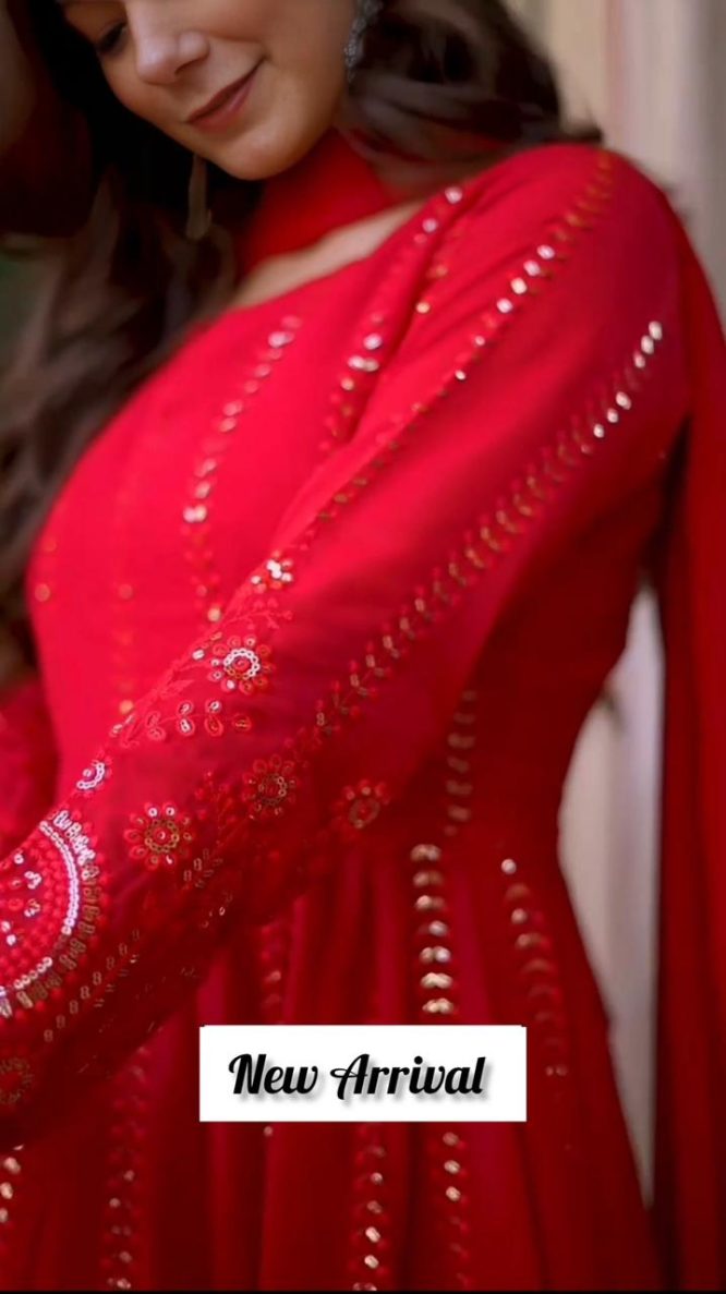 Radiant Red Gota Patti Anarkali Suit