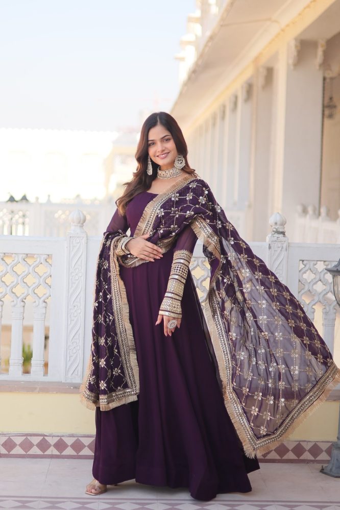 Blossom Elegance Gown with Dupatta