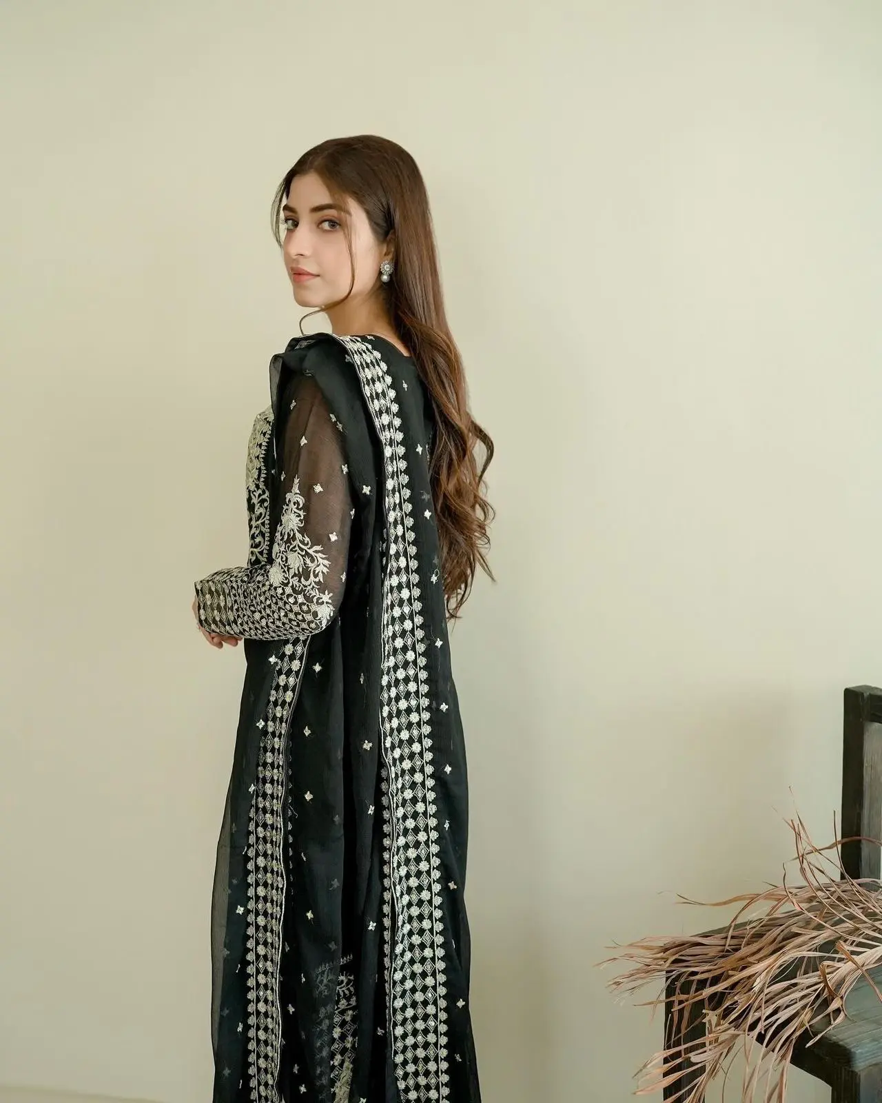 Elegant Black Pure Georgette Pakistani Suit with Embroidery and Dupatta