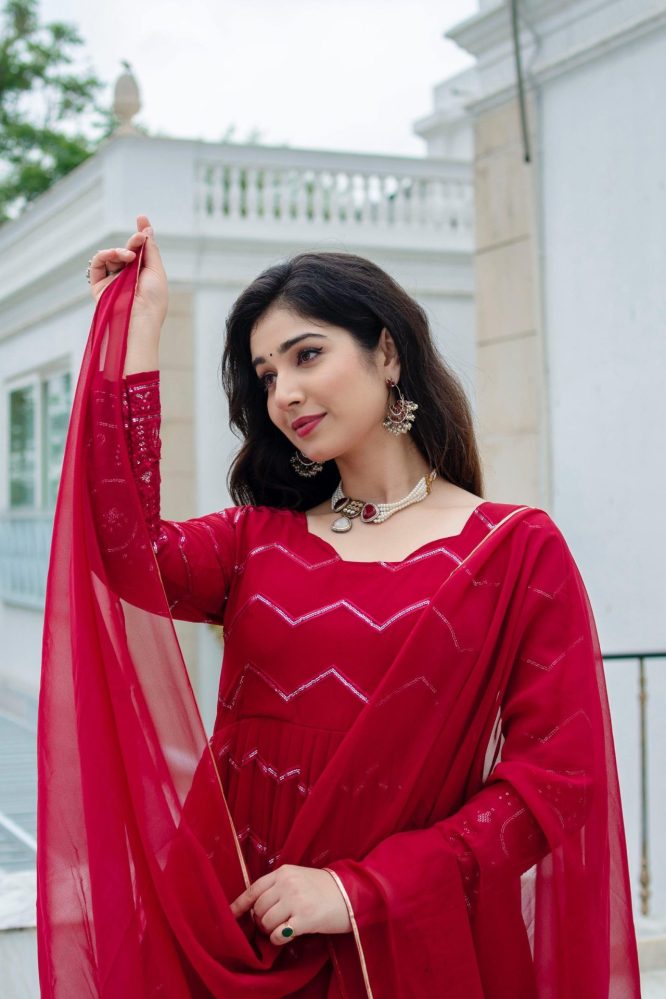 Crimson Elegant Anarkali Suit