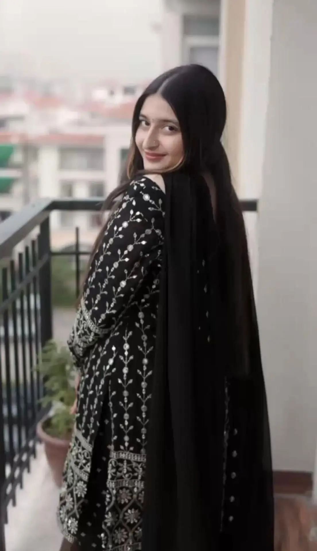 Shabnam Noir Embroidered Suit Set