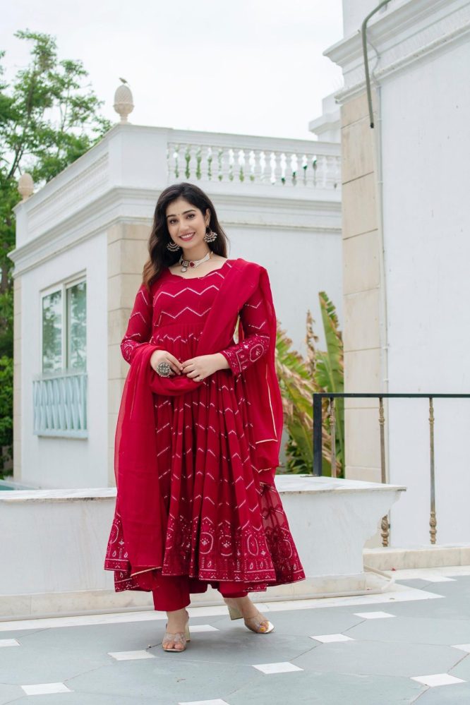 Crimson Elegant Anarkali Suit