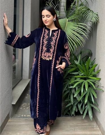 Midnight Velvet Embroidered Kurta Set