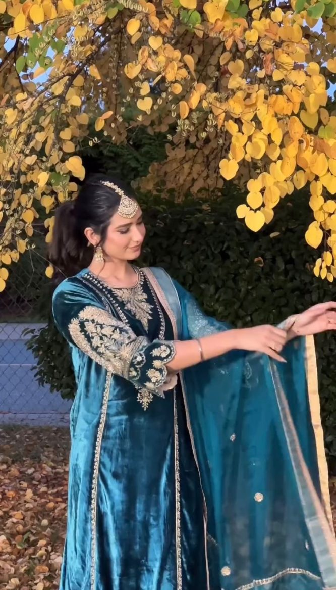 Elegant Teal Embroidered Salwar Kameez with Dupatta