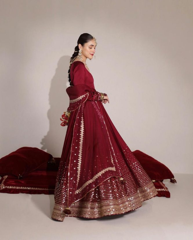 Red Rose Premium Silk Anarkali Suit Set