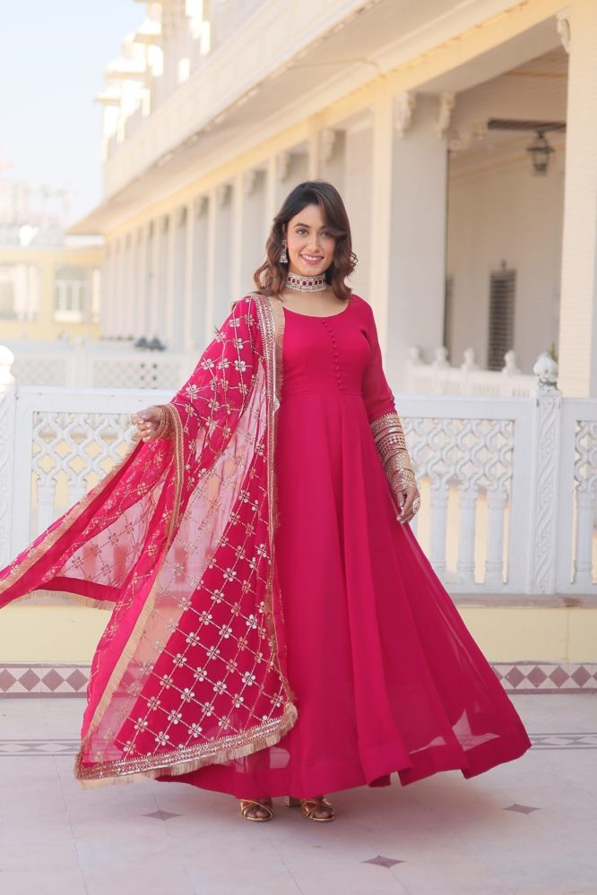 Blossom Elegance Gown with Dupatta