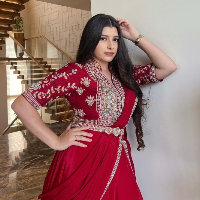 Scarlet Sensation Premium Silk Ruffle Saree With Embroidered Blouse And Belt